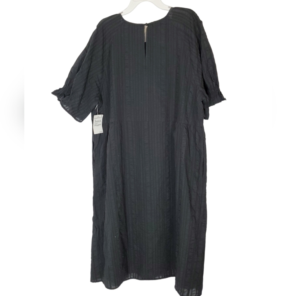 Nordstrom Black Puff Sleeve Linen Midi Dress in Size Large NWT - Picture 9 of 9